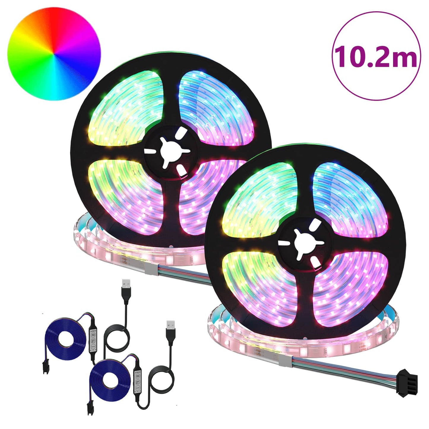 LED Strip 2 pcs Black and Transparent 5100 mm