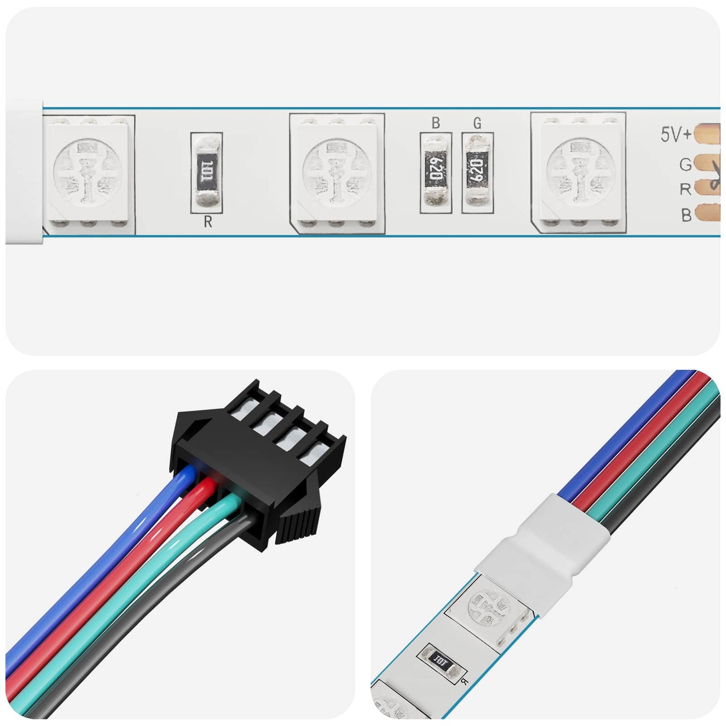 LED Strip 12 pcs Black and White 1745 mm Copper and Plastic