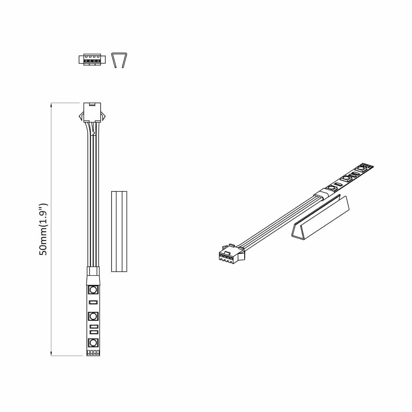LED Strip 2 pcs Black and Multicolour 1745 mm