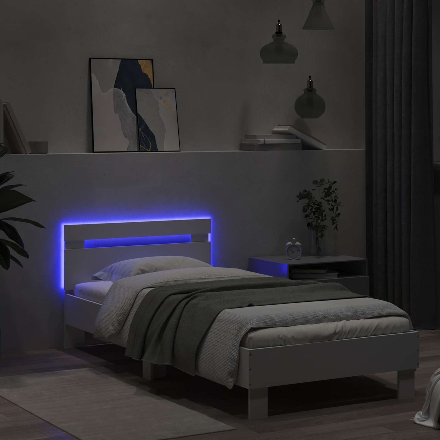 Bed Frame with LED White 80 x 200 cm Engineered Wood