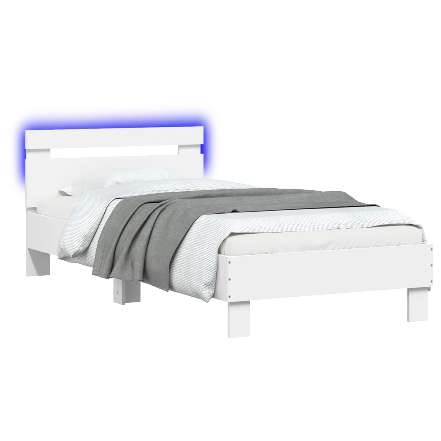 Bed Frame with LED White 80 x 200 cm Engineered Wood