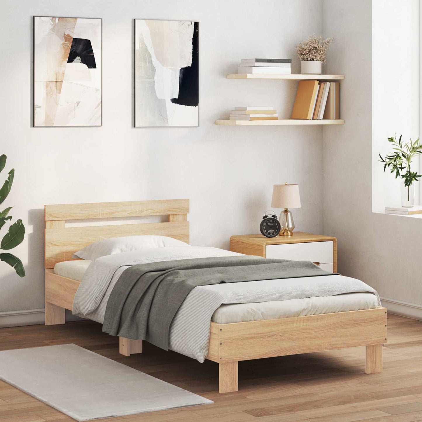 Bed Frame with LED Sonoma Oak 80 x 200 cm Engineered Wood