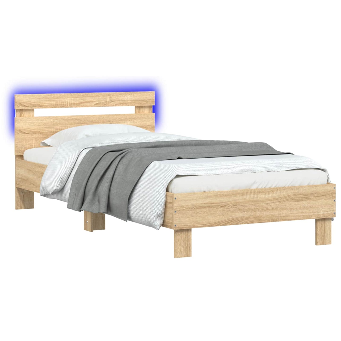 Bed Frame with LED Sonoma Oak 80 x 200 cm Engineered Wood