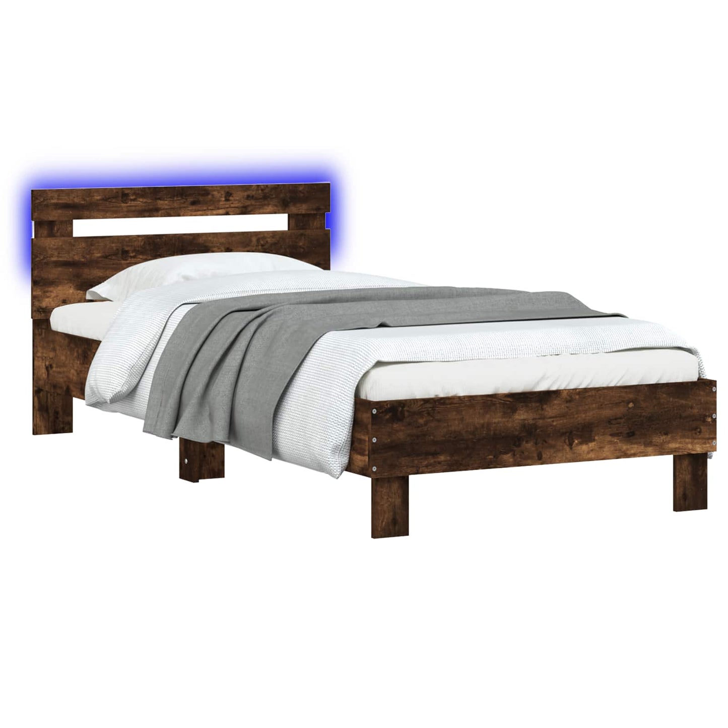 Bed Frame with LED Smoked Oak 80 x 200 cm Engineered Wood