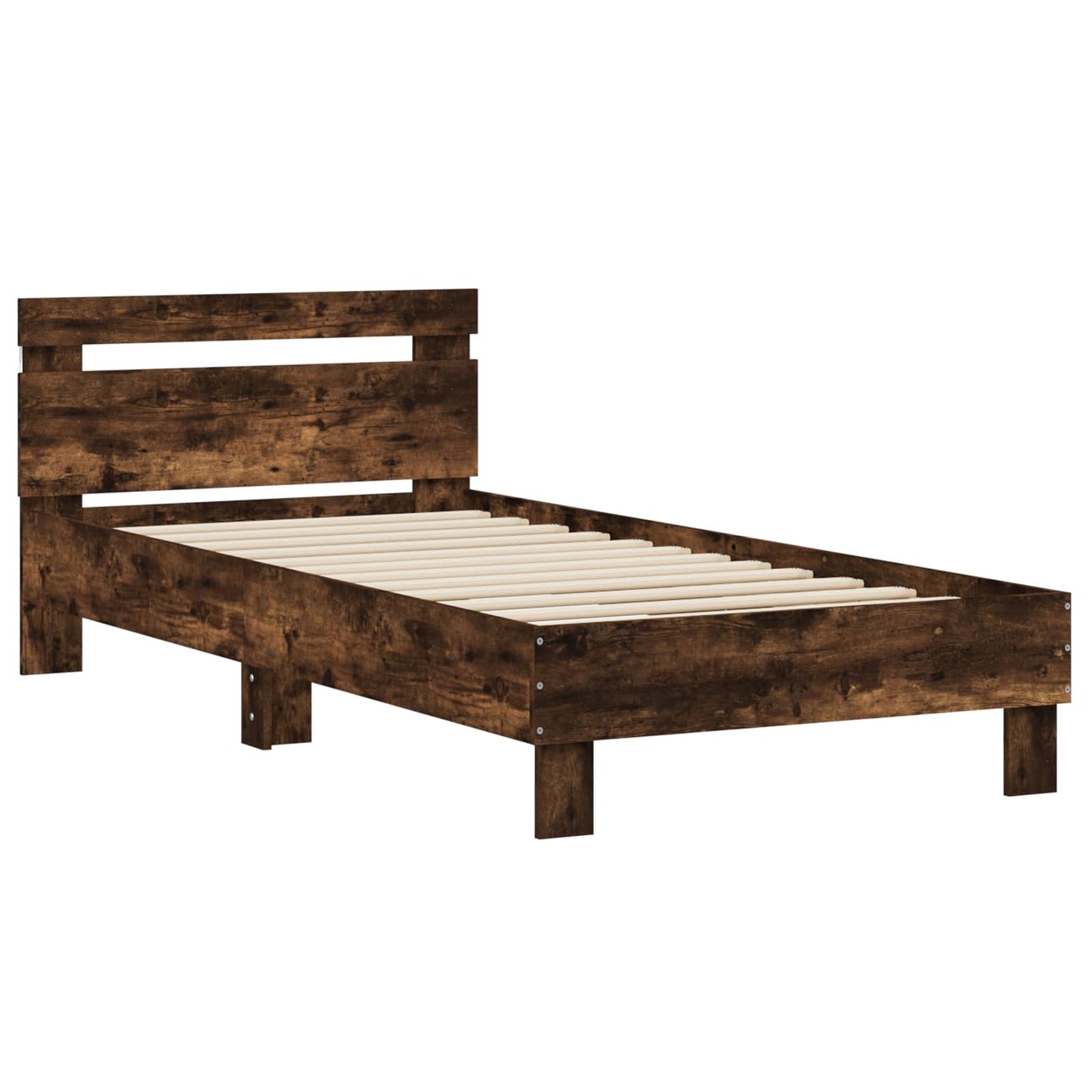 Bed Frame with LED Smoked Oak 80 x 200 cm Engineered Wood