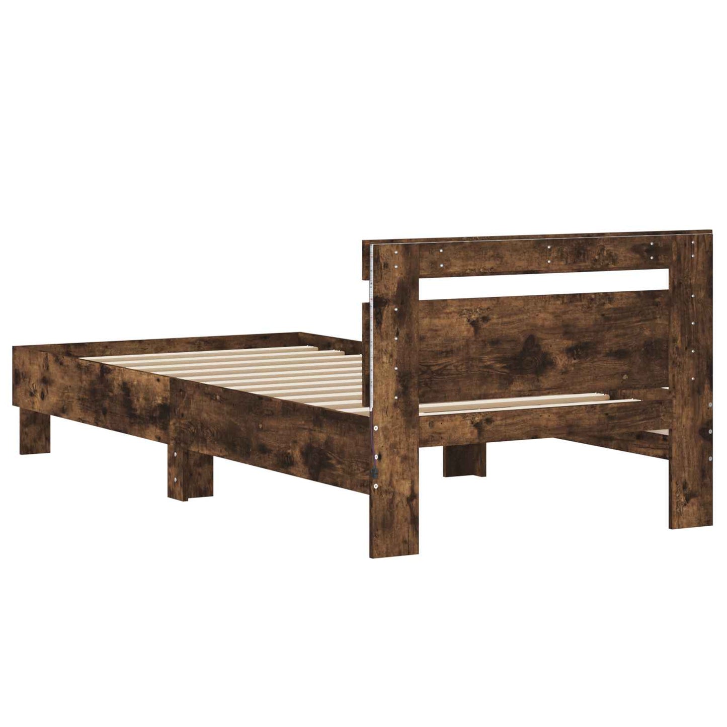 Bed Frame with LED Smoked Oak 80 x 200 cm Engineered Wood