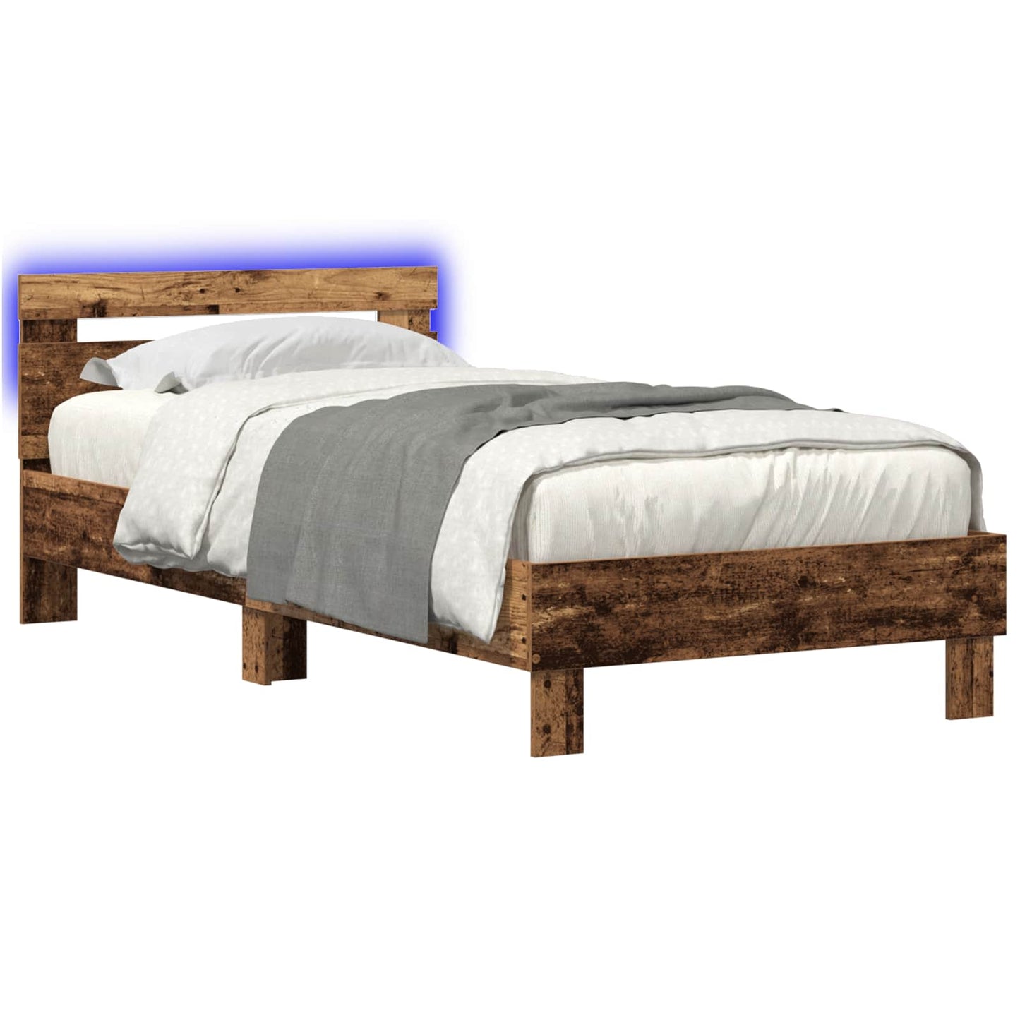 Bed Frame with LED Old Wood 80 x 200 cm Engineered Wood