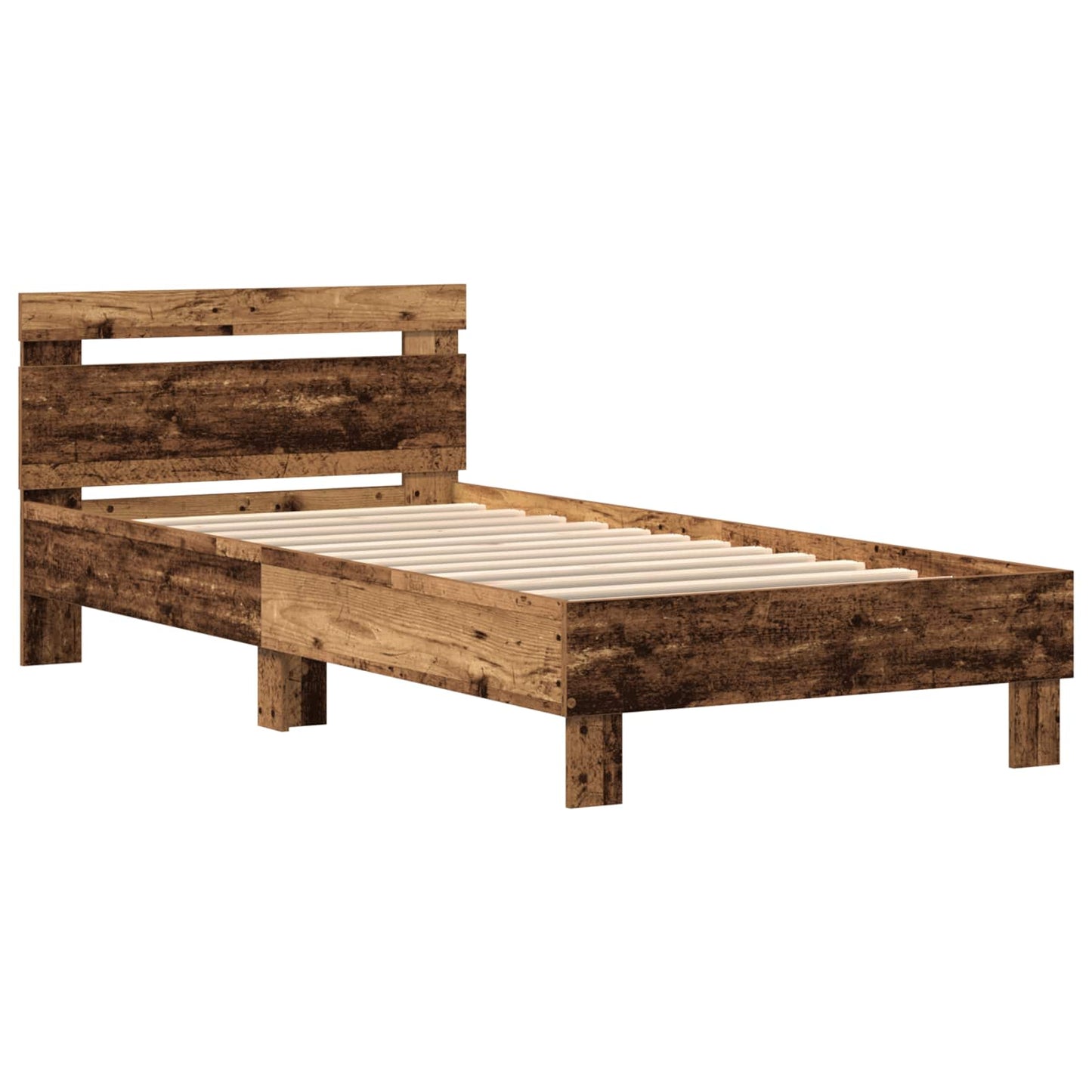 Bed Frame with LED Old Wood 80 x 200 cm Engineered Wood