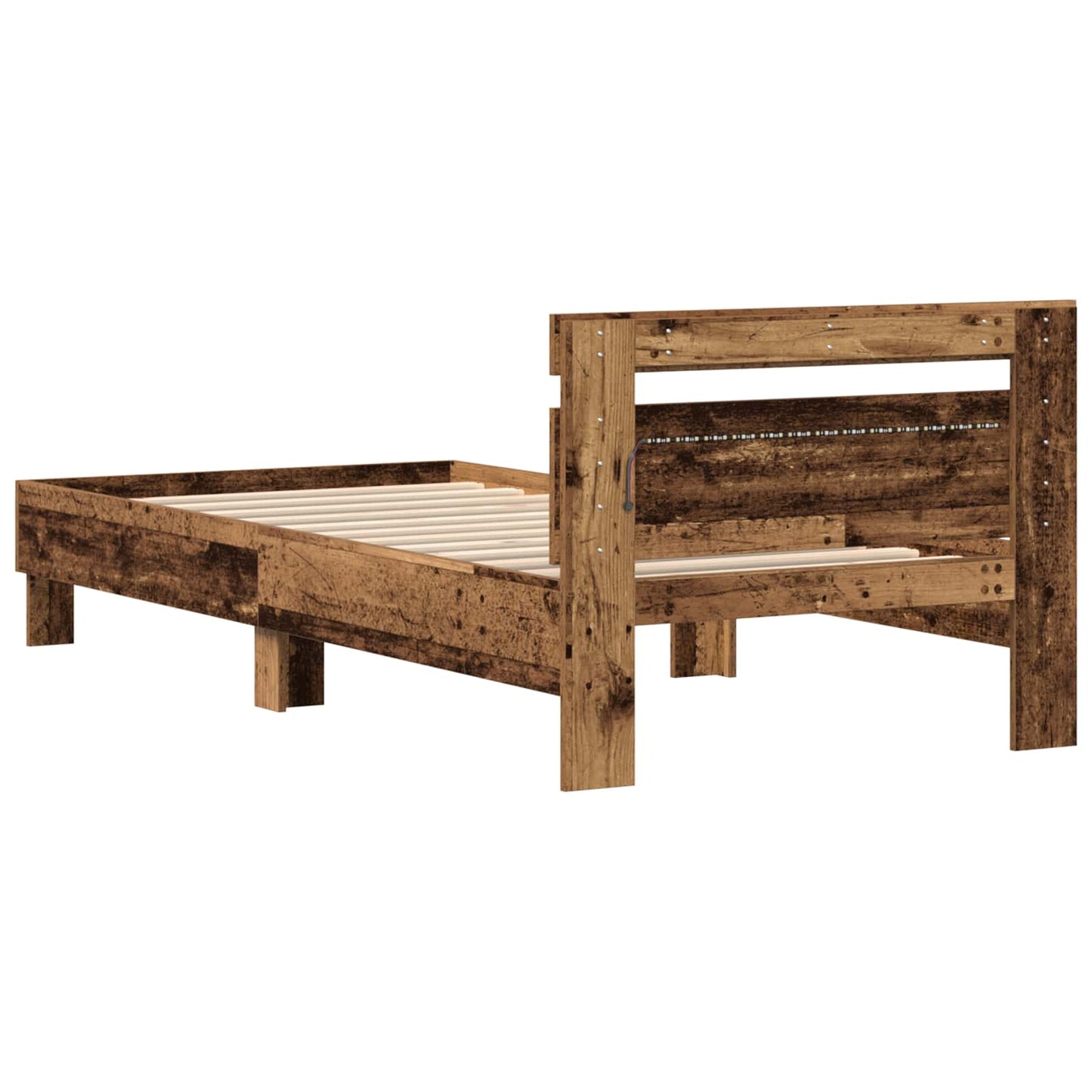 Bed Frame with LED Old Wood 80 x 200 cm Engineered Wood