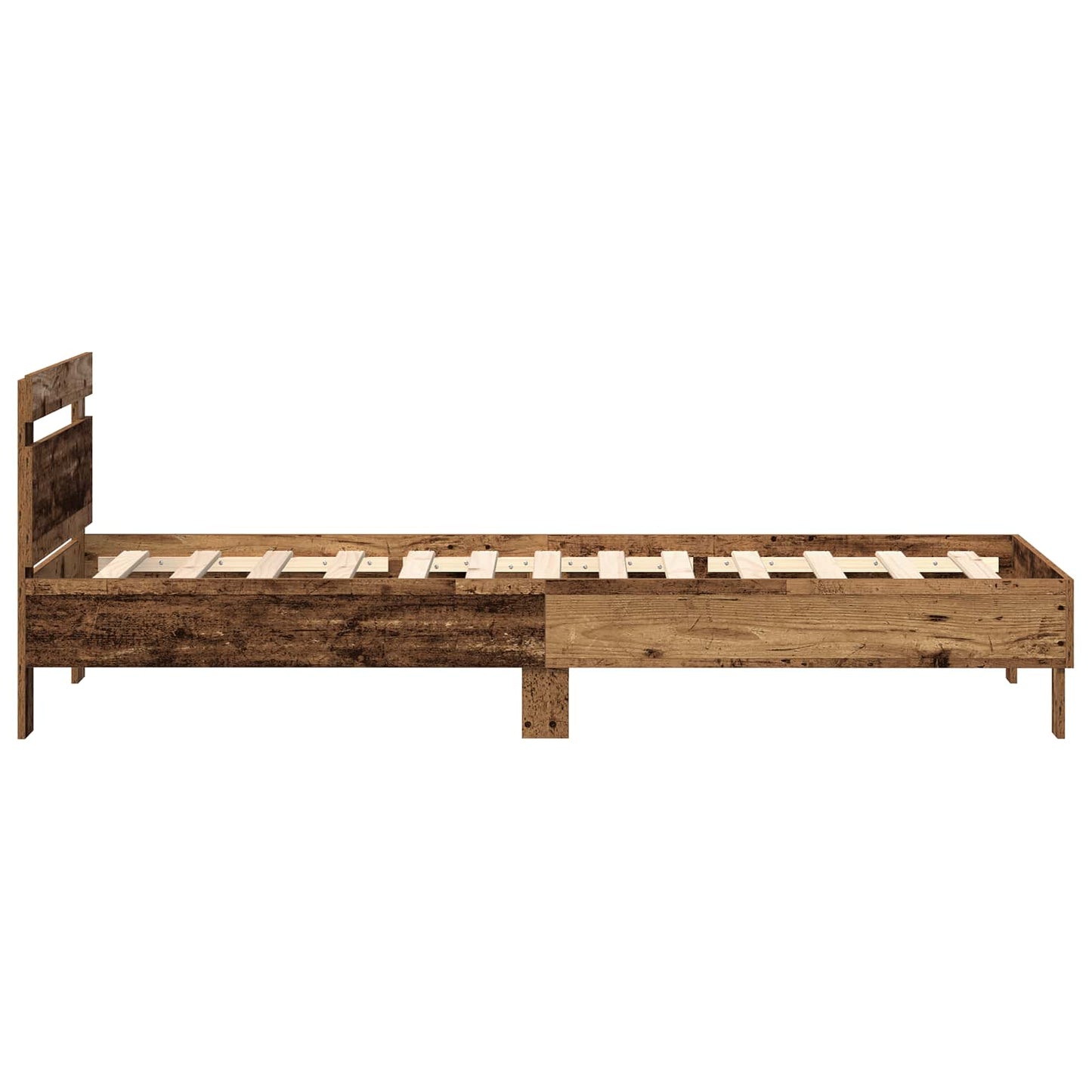 Bed Frame with LED Old Wood 80 x 200 cm Engineered Wood
