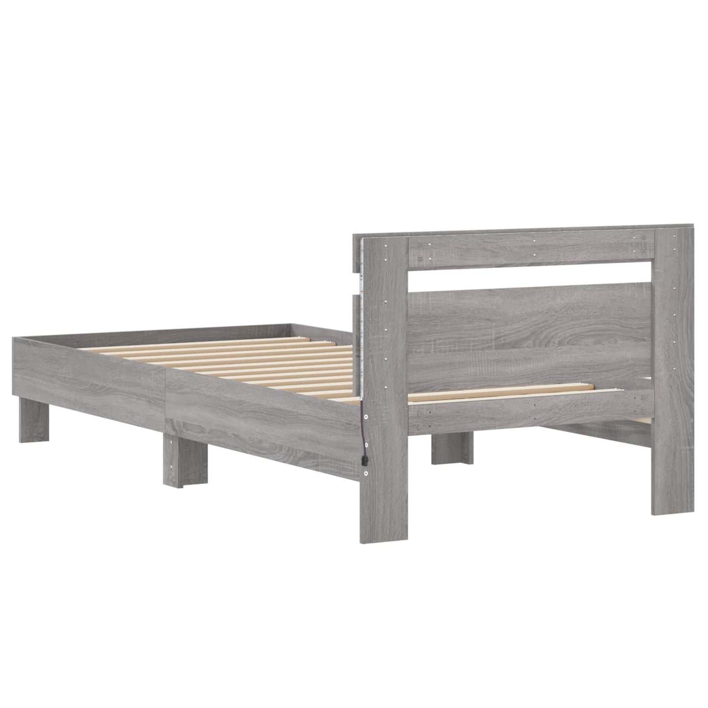 Bed Frame with LED Grey Sonoma 80 x 200 cm Engineered Wood