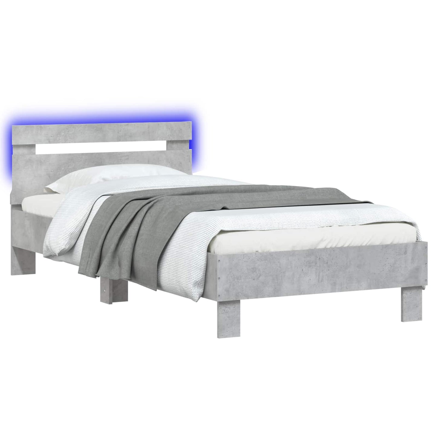 Bed Frame with LED Concrete Grey 80 x 200 cm Engineered Wood