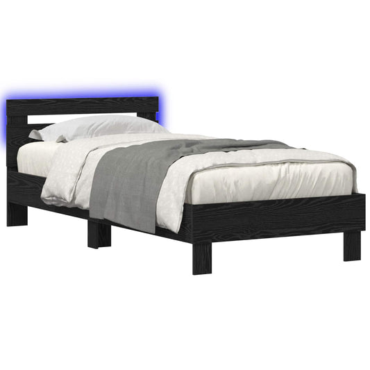 Bed Frame with LED Black Oak 80 x 200 cm Engineered Wood
