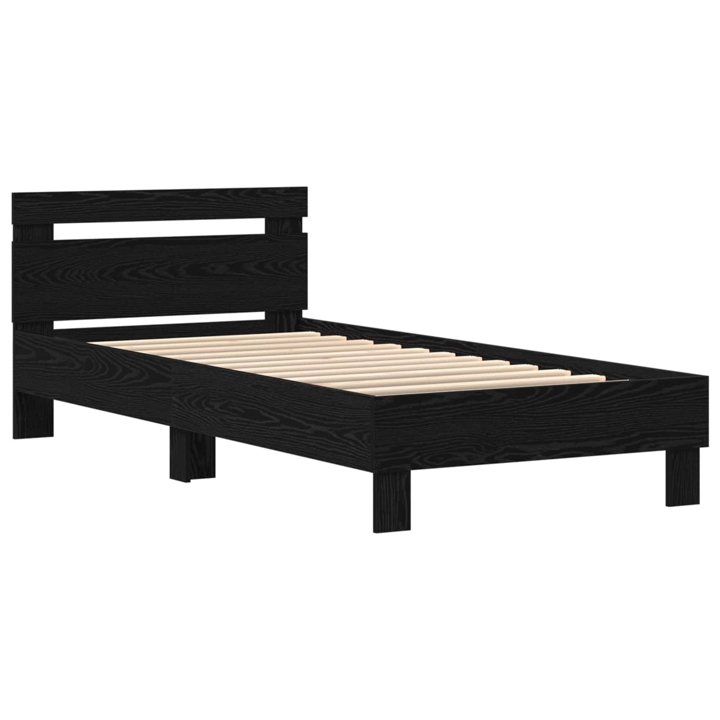 Bed Frame with LED Black Oak 80 x 200 cm Engineered Wood
