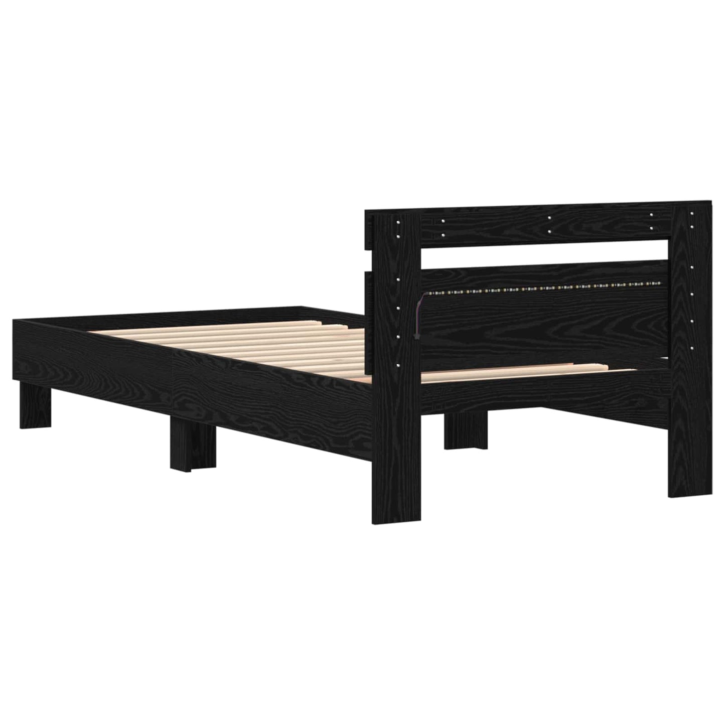 Bed Frame with LED Black Oak 80 x 200 cm Engineered Wood