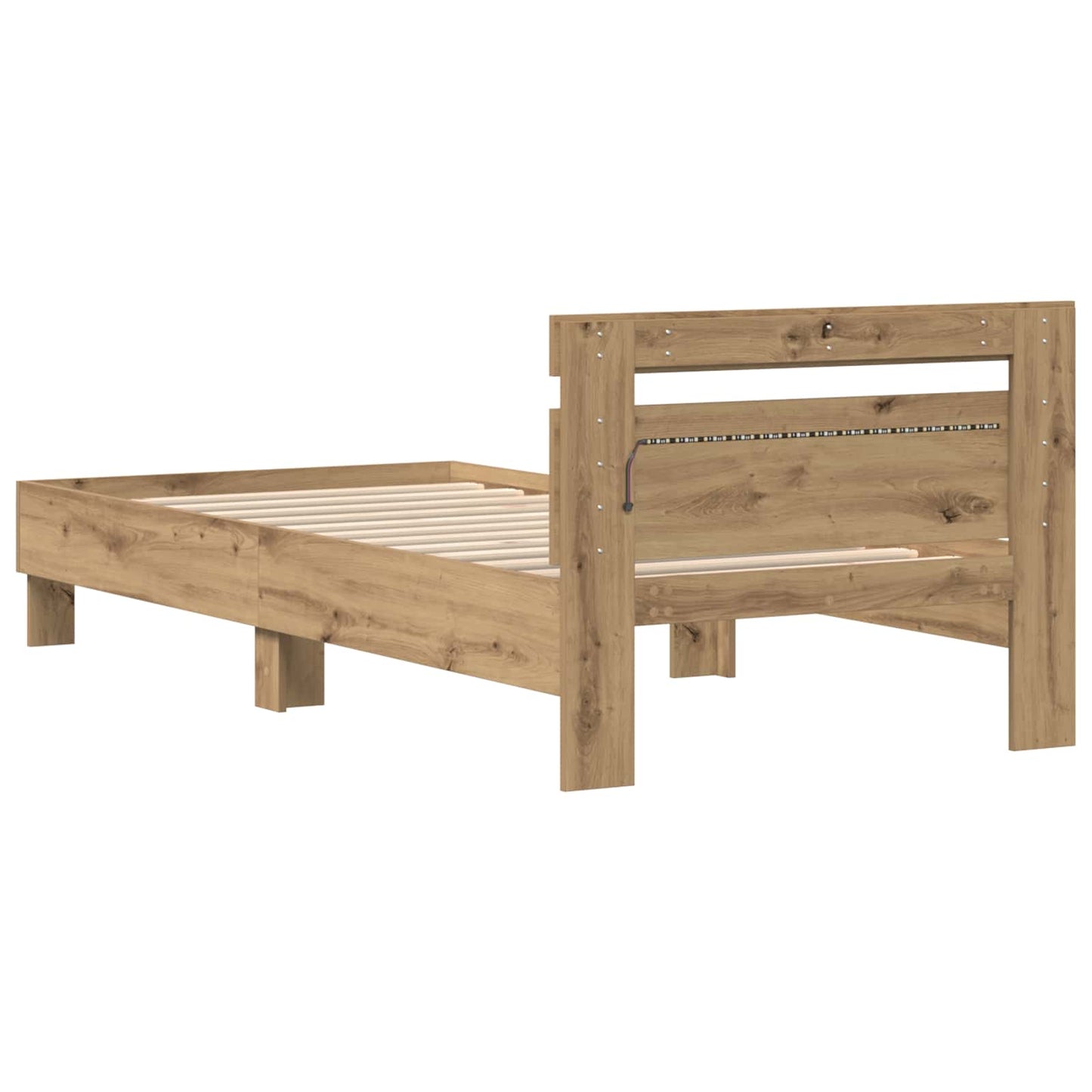 Bed Frame with LED Artisian Oak 80 x 200 cm Engineered Wood