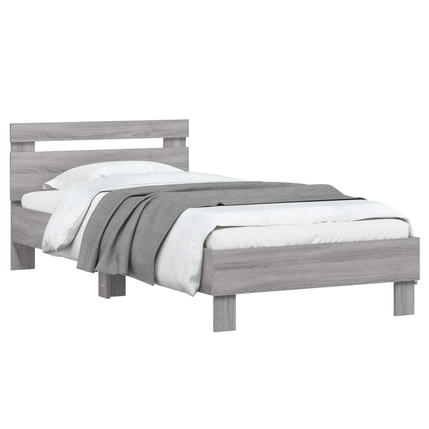 Bed Frame with Headboard Grey Sonoma 80 x 200 cm