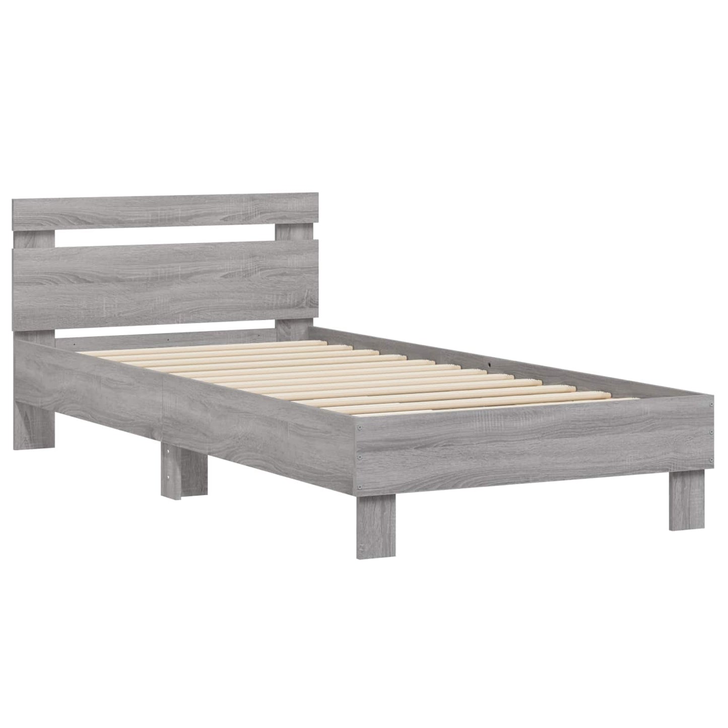 Bed Frame with Headboard Grey Sonoma 80 x 200 cm