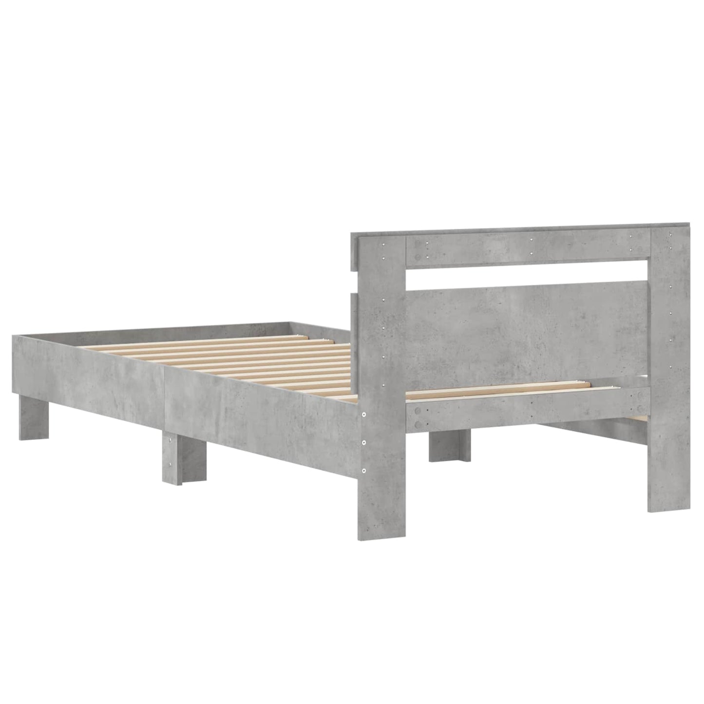 Bed Frame with Headboard Concrete Grey 80 x 200 cm