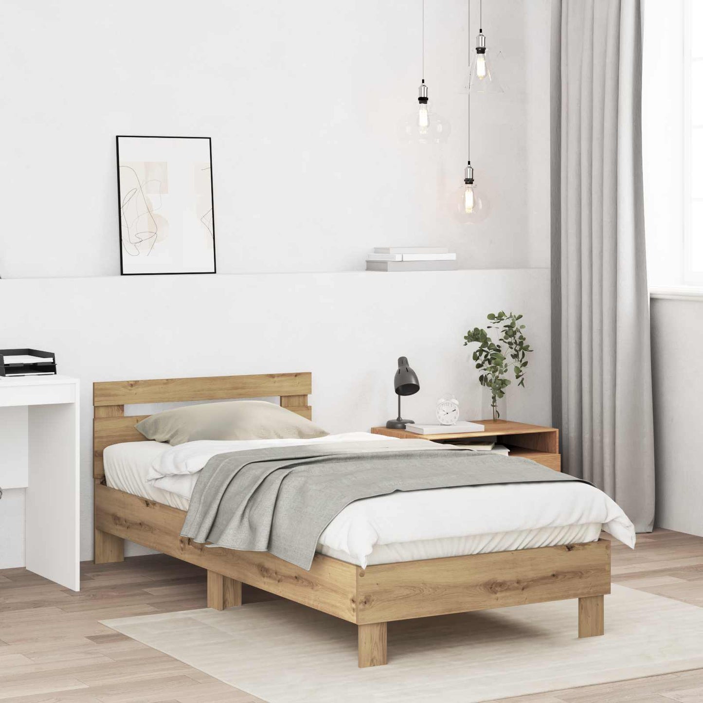 Bed Frame with Headboard Artisan Oak 80 x 200 cm
