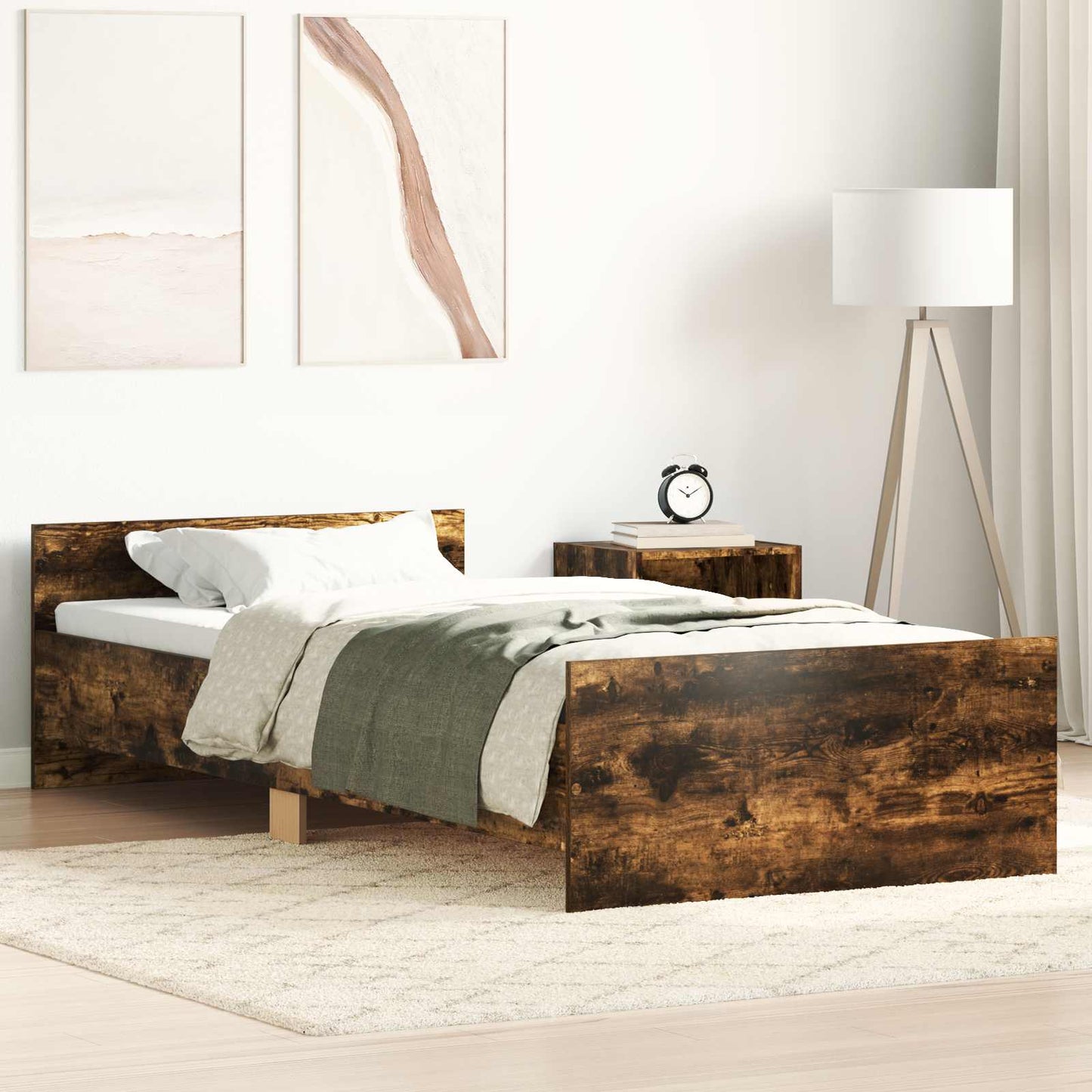 Bed Frame with Headboard Smoked Oak 80 x 200 cm Engineered Wood