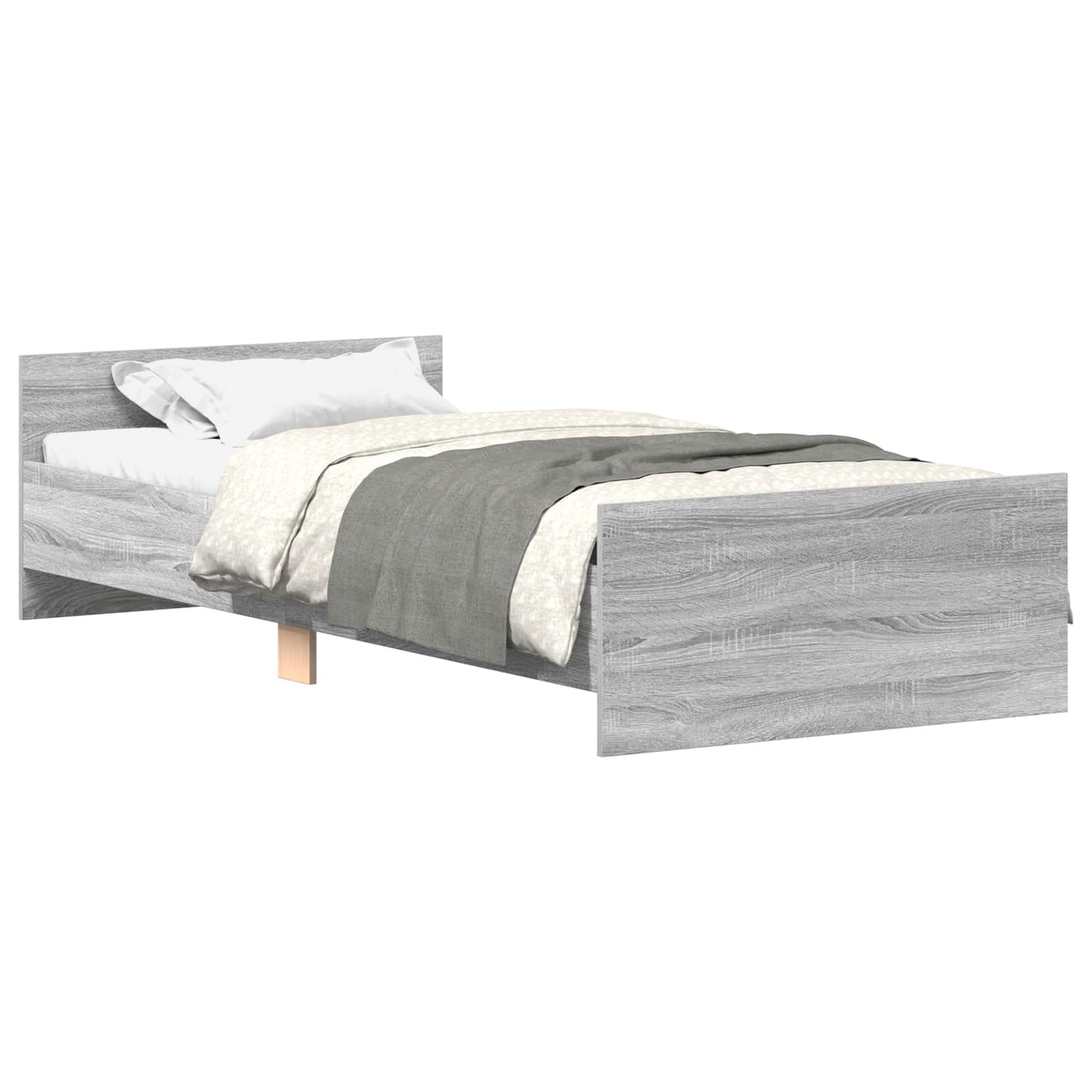 Bed Frame with Headboard Grey Sonoma 80 x 200 cm