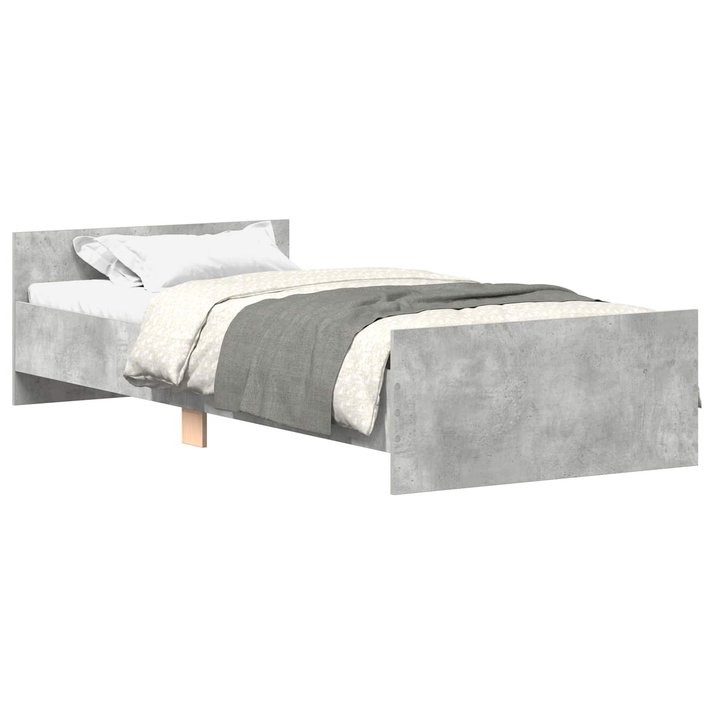 Bed Frame with Headboard Concrete Grey 80 x 200 cm