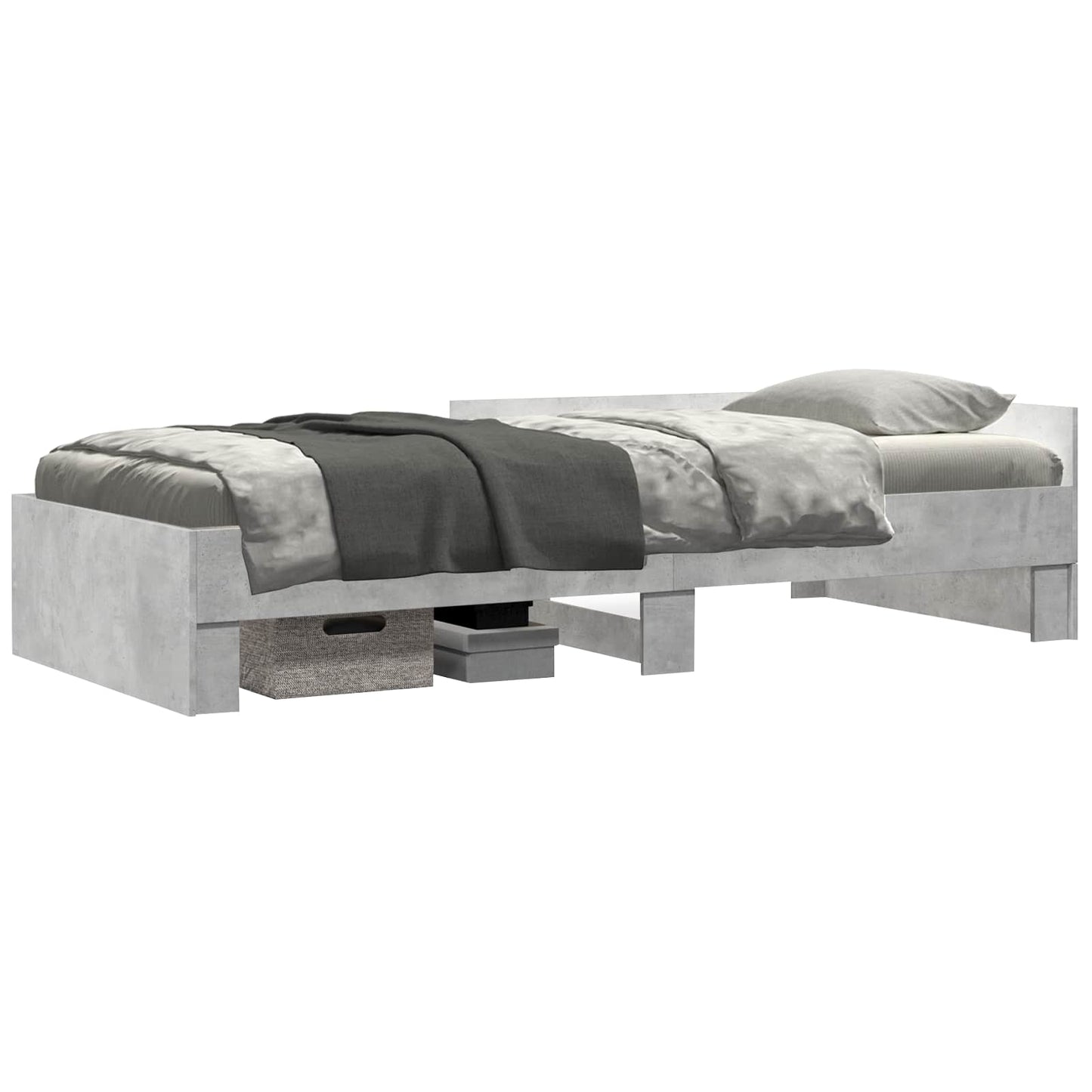 Bed Frame with Headboard Concrete Grey 80 x 200 cm