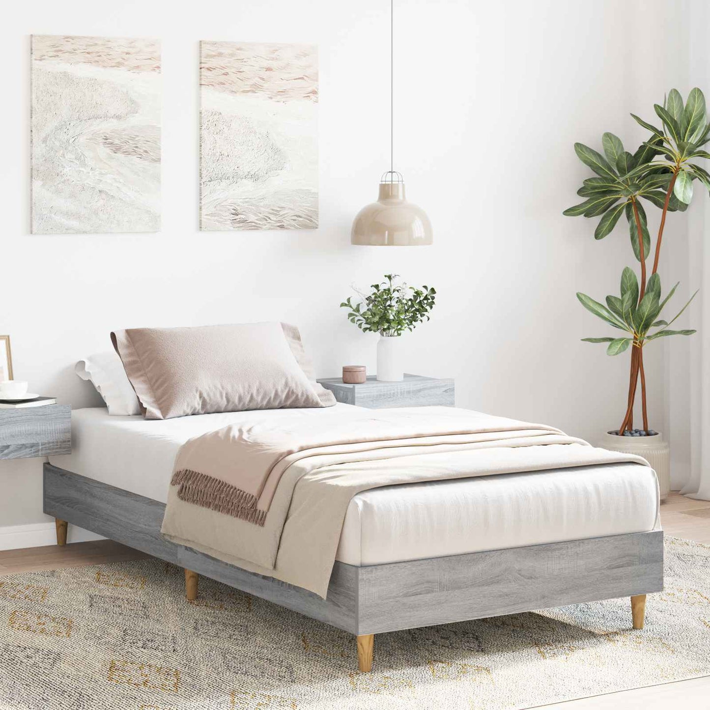 Bed Frame Grey Sonoma 80 x 200 cm Engineered Wood