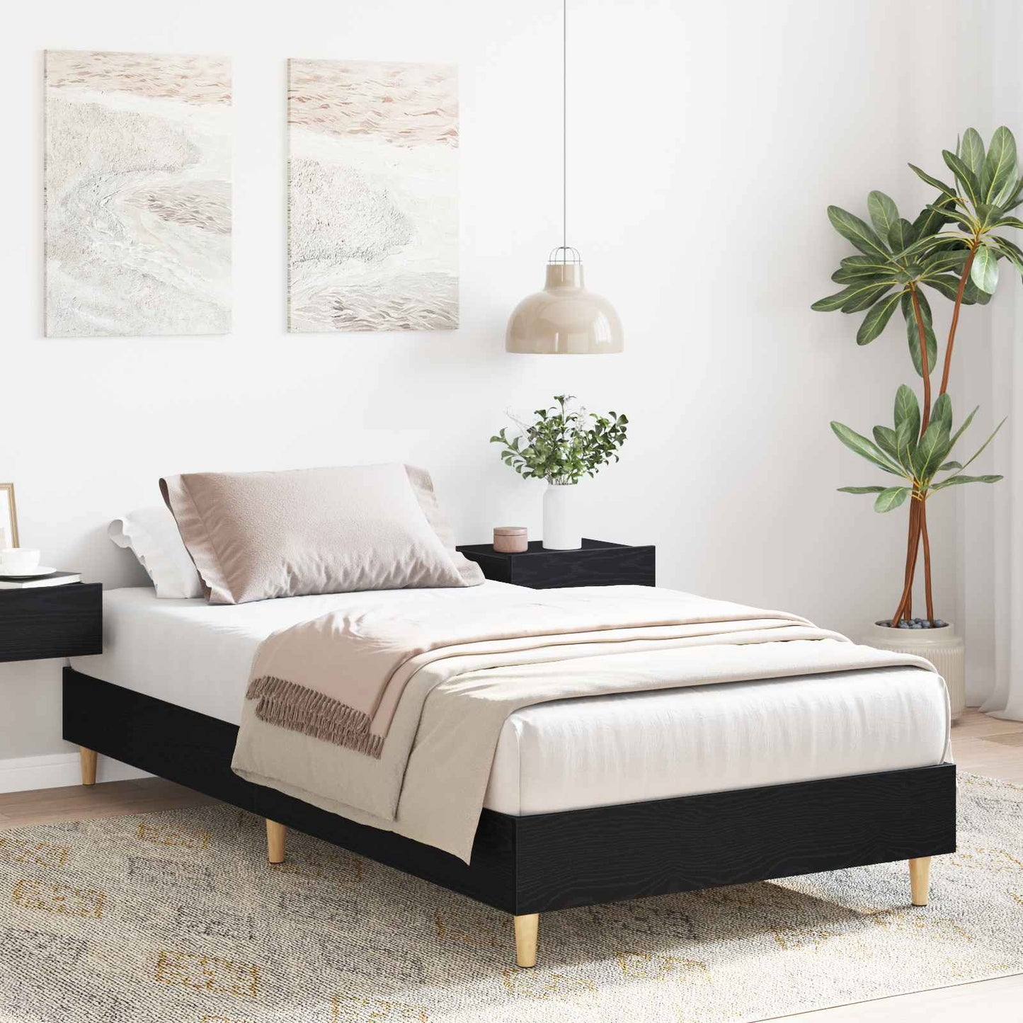 Bed Frame Black Oak 80 x 200 cm Engineered Wood