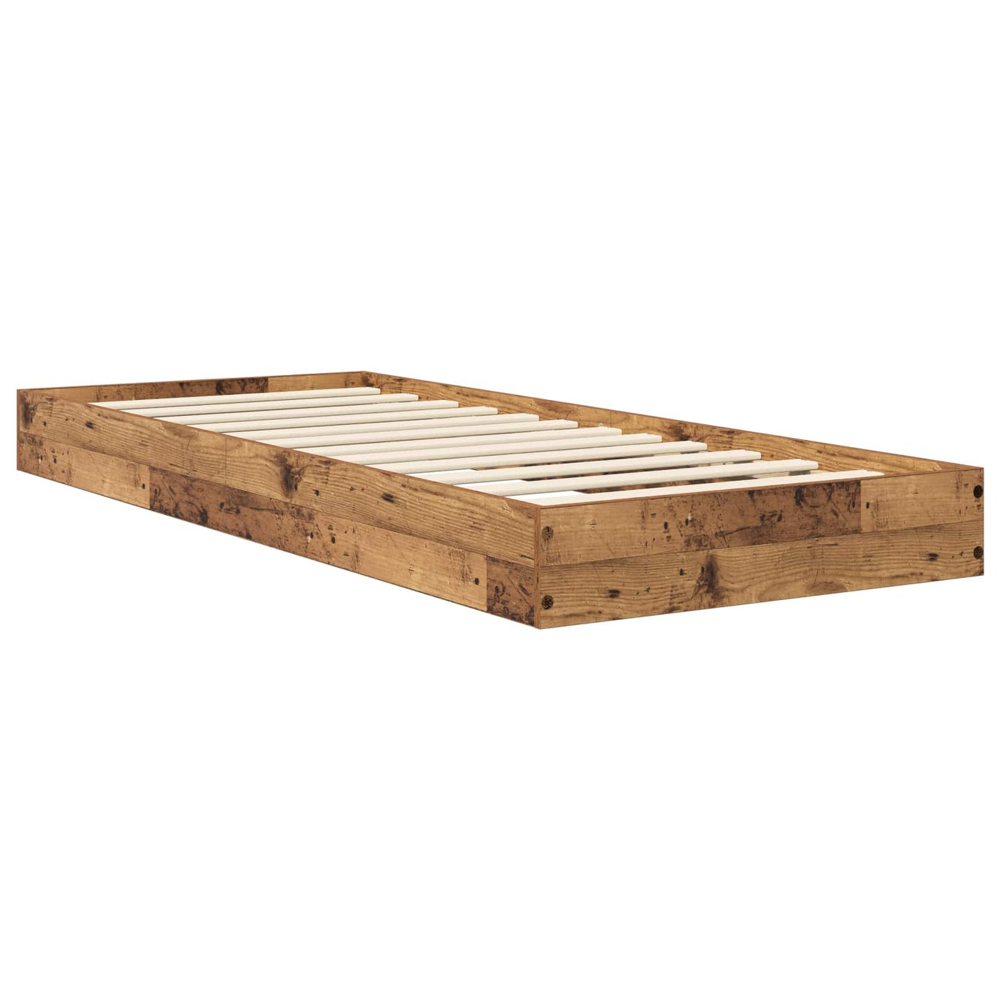 Floor Bed Frame Old Wood 80 x 200 cm Engineered Wood