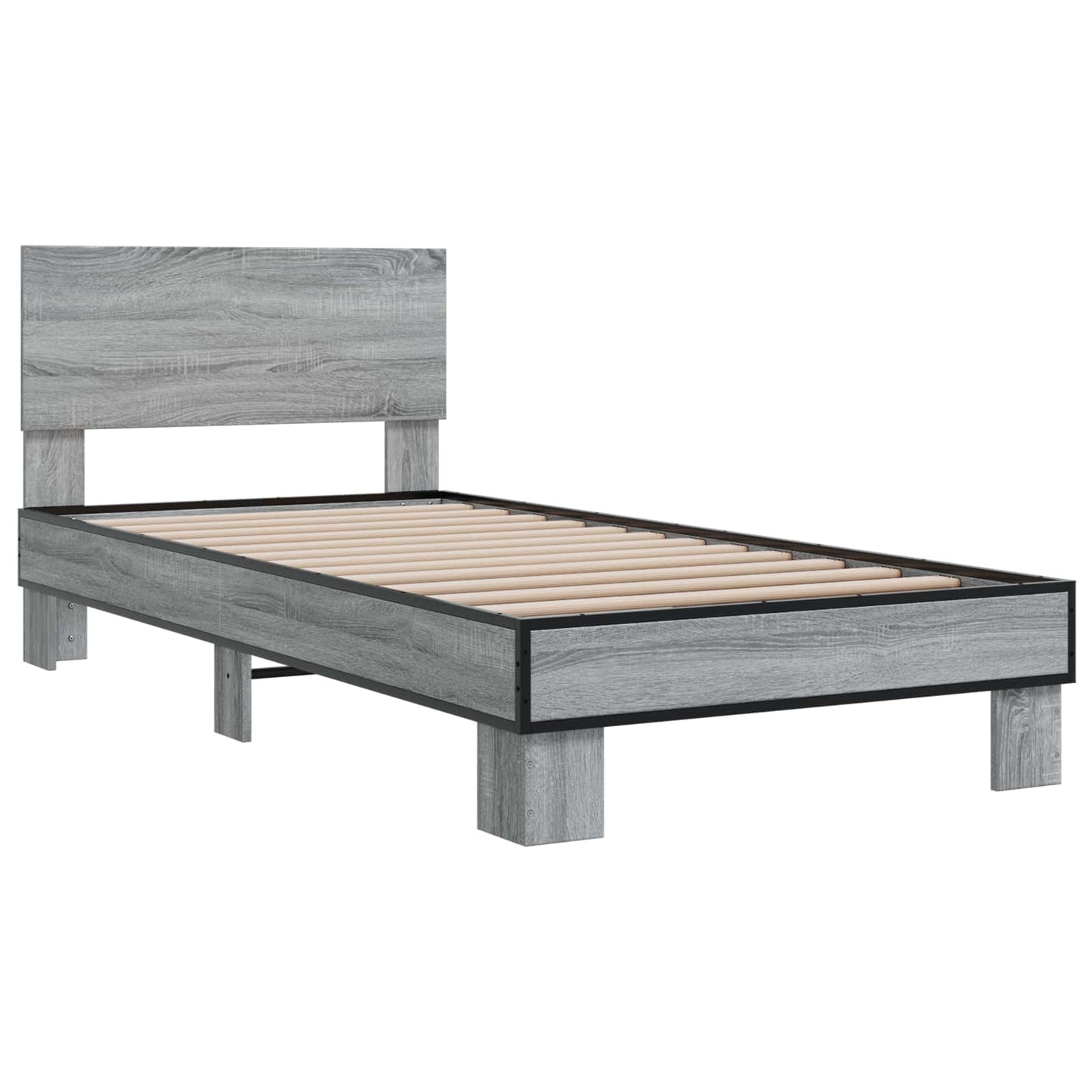 Bed Frame with Headboard Grey Sonoma 80 x 200 cm