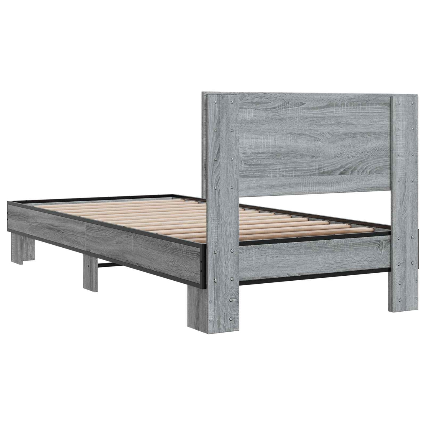 Bed Frame with Headboard Grey Sonoma 80 x 200 cm