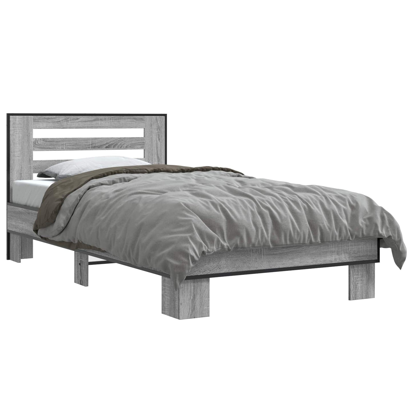 Bed Frame with Headboard Grey Sonoma 80 x 200 cm