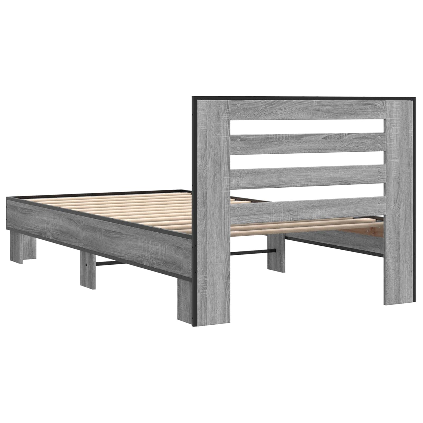 Bed Frame with Headboard Grey Sonoma 80 x 200 cm