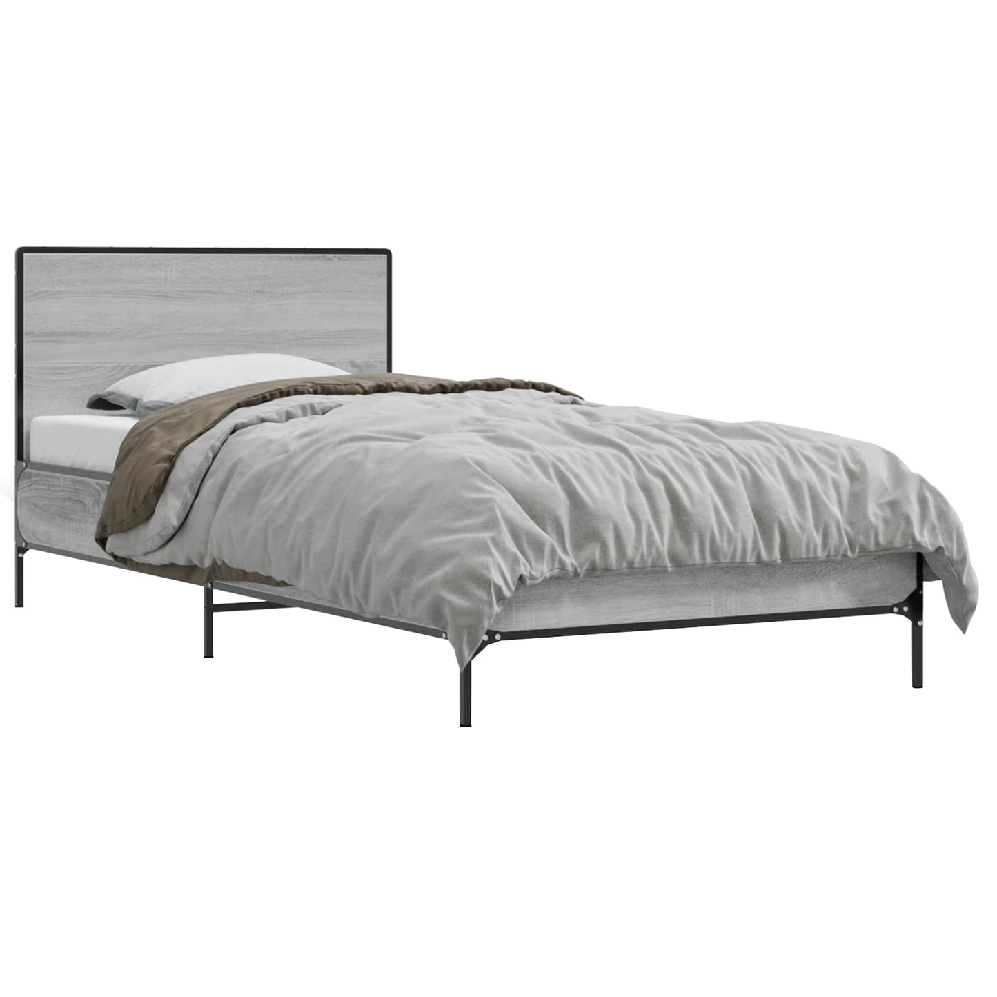 Bed Frame with Headboard Grey Sonoma 80 x 200 cm