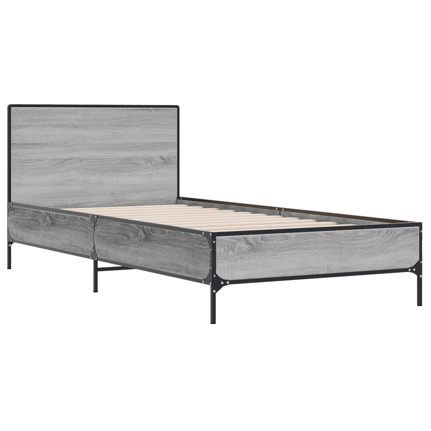 Bed Frame with Headboard Grey Sonoma 80 x 200 cm
