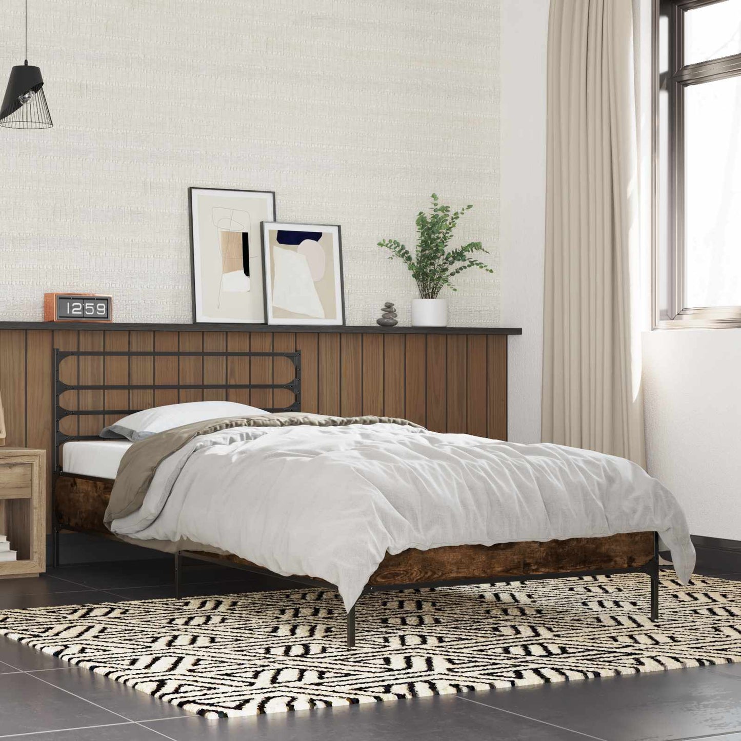 Bed Frame Smoked Oak 80 x 200 cm Engineered Wood