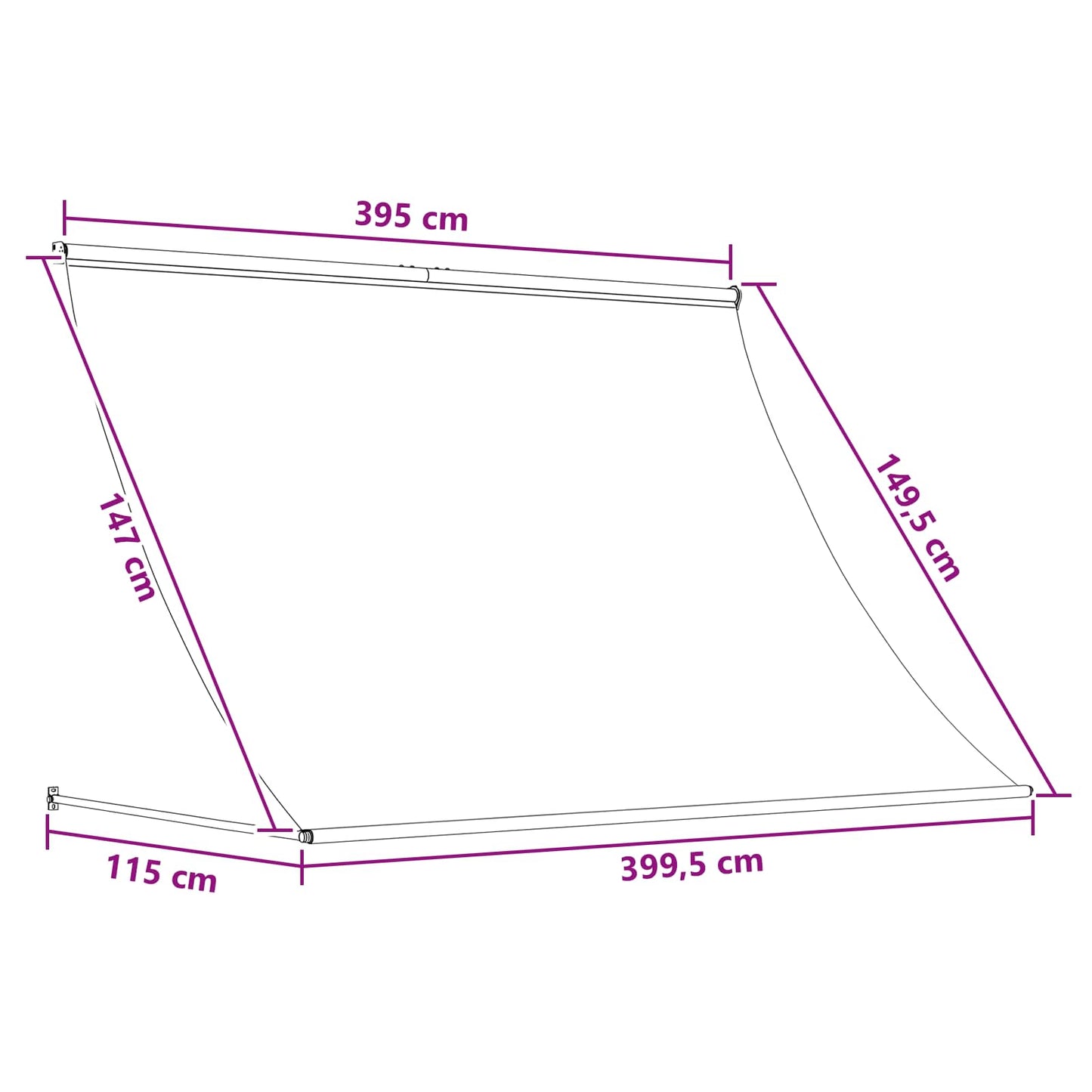 Awning Black 400 x 150 cm 180 g / m² Polyester with PU Coated