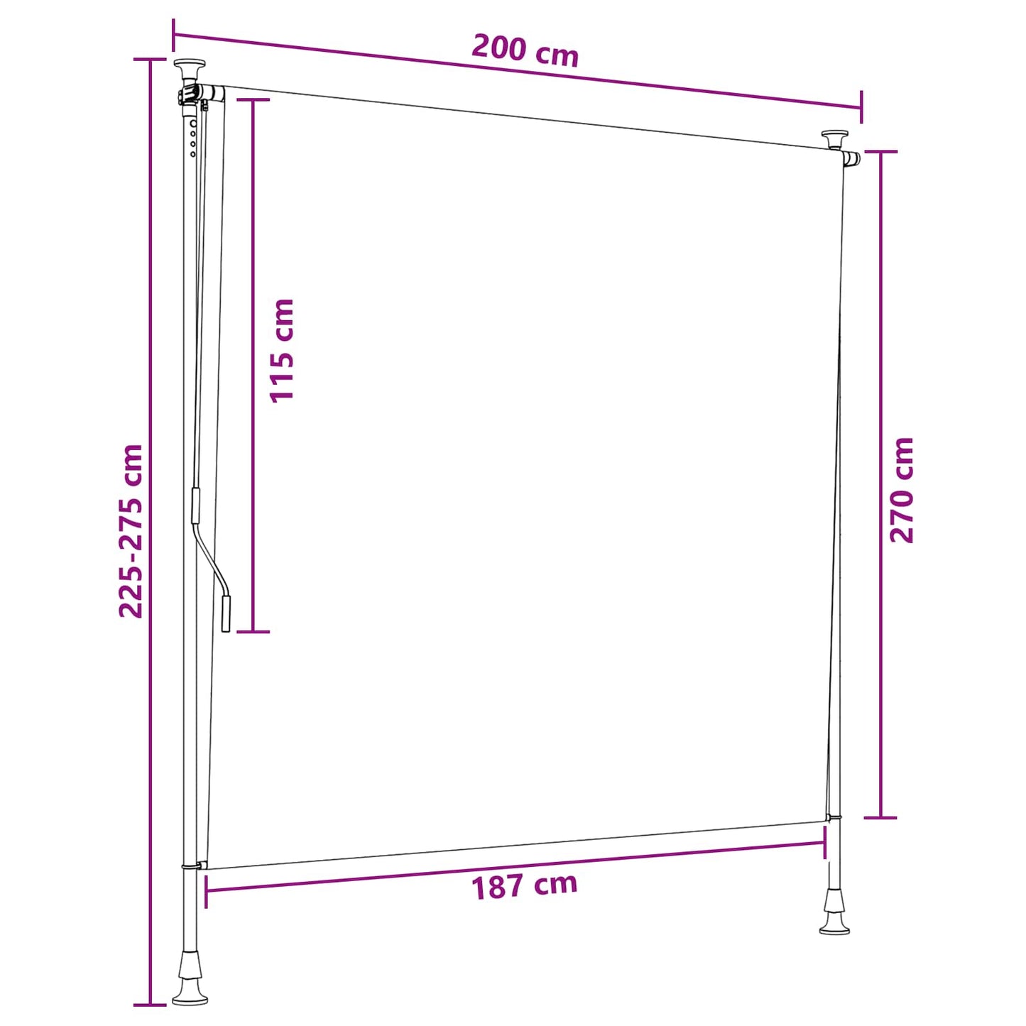 Outdoor Roller Blind Sand 200 x 270 cm