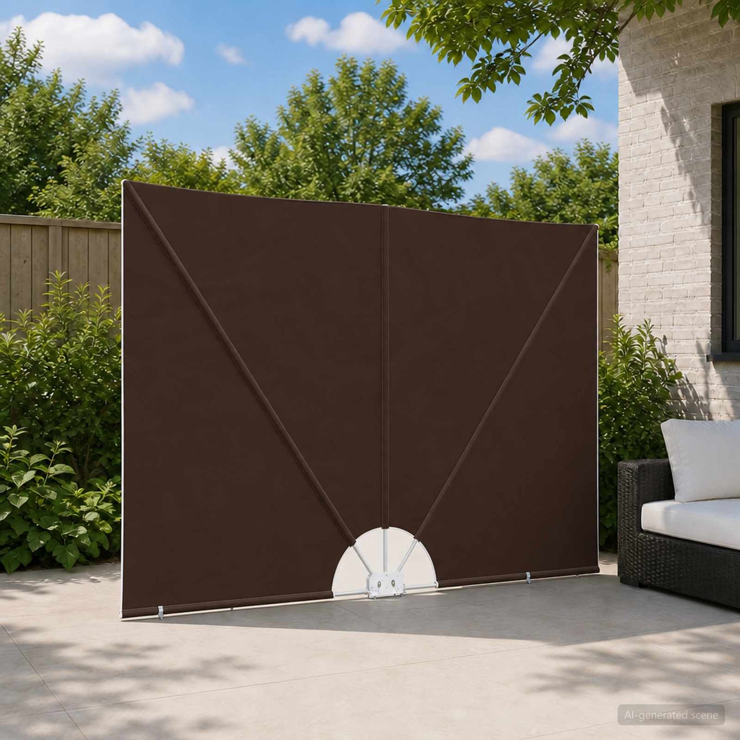 Balcony Privacy Screen 150 x 300 cm Polyester Rectangular Brown