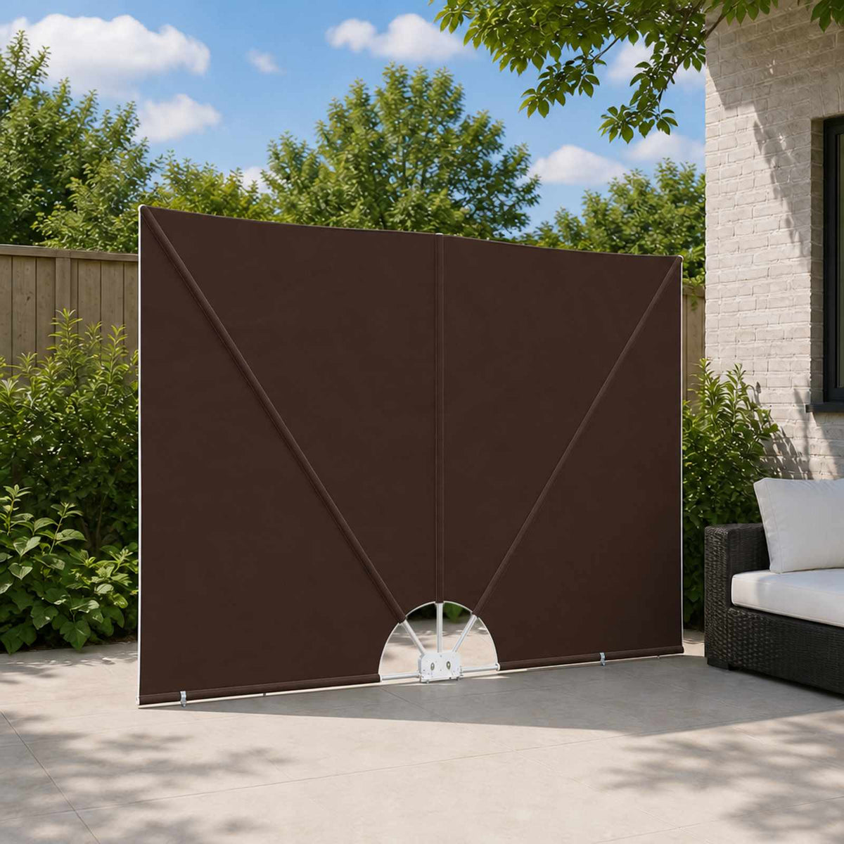Balcony Privacy Screen 150 x 300 cm Polyester Rectangular Brown