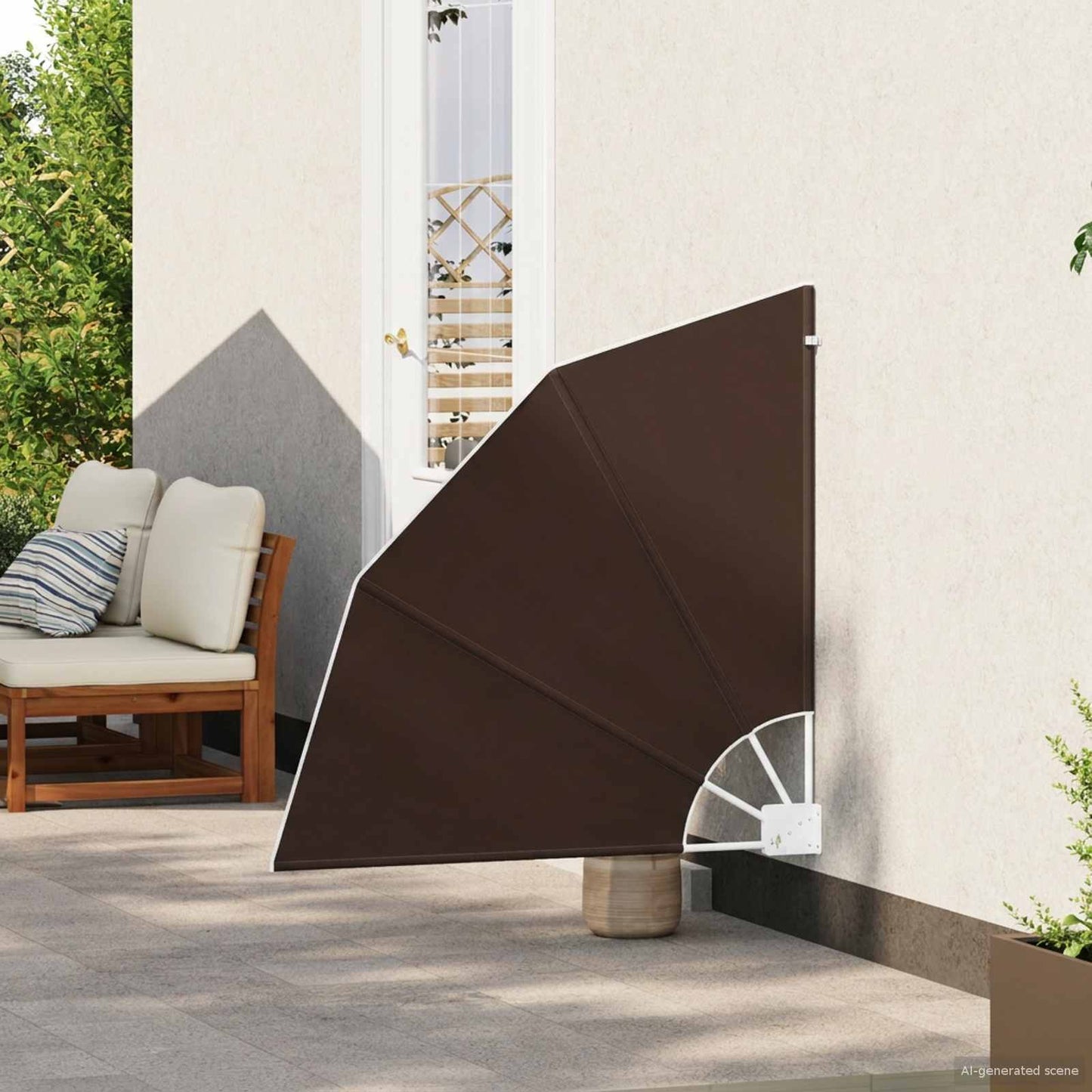 Balcony Privacy Screen 115 x 115 cm Polyester Brown