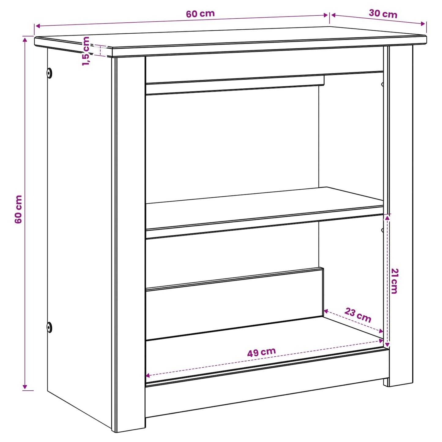 Aquarium Stand PANAMA White and Brown 60 x 30 x 60 cm 150 kg