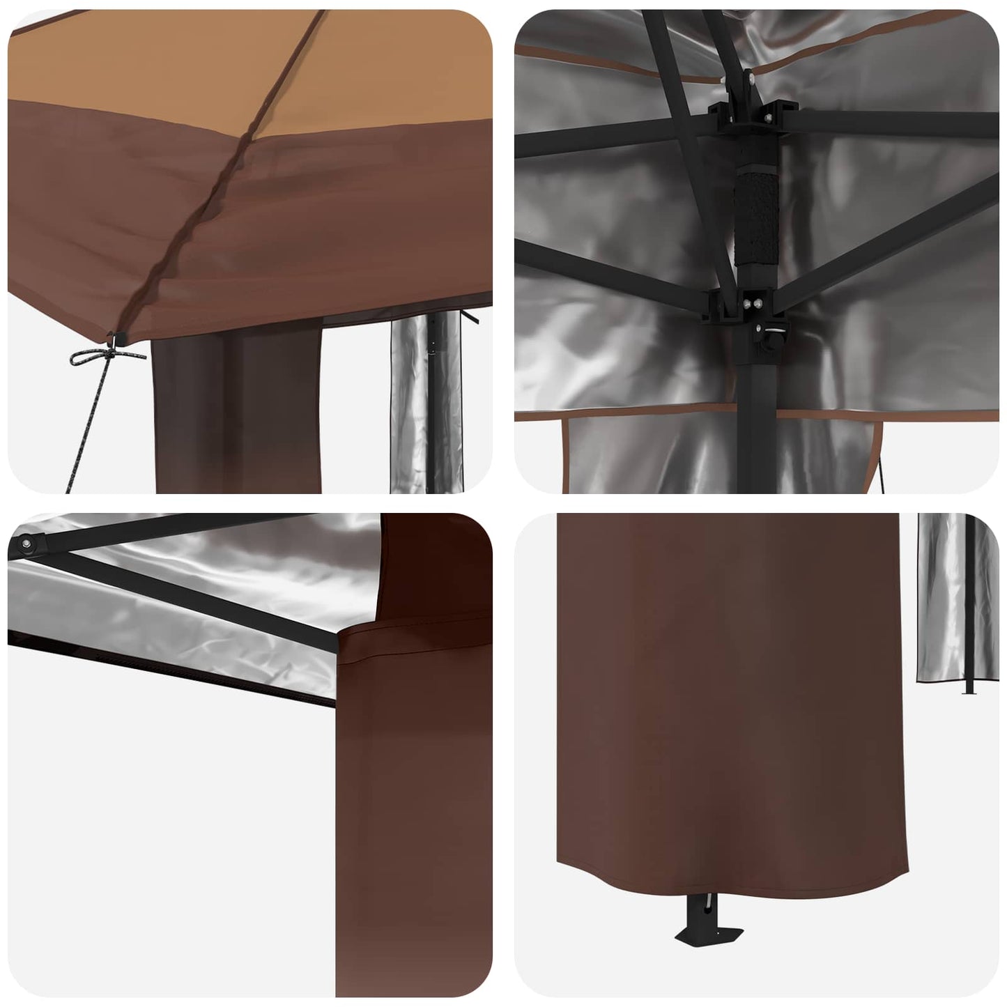 Gazebo without Sidewall 2.6 x 2.6 m Beige and Brown