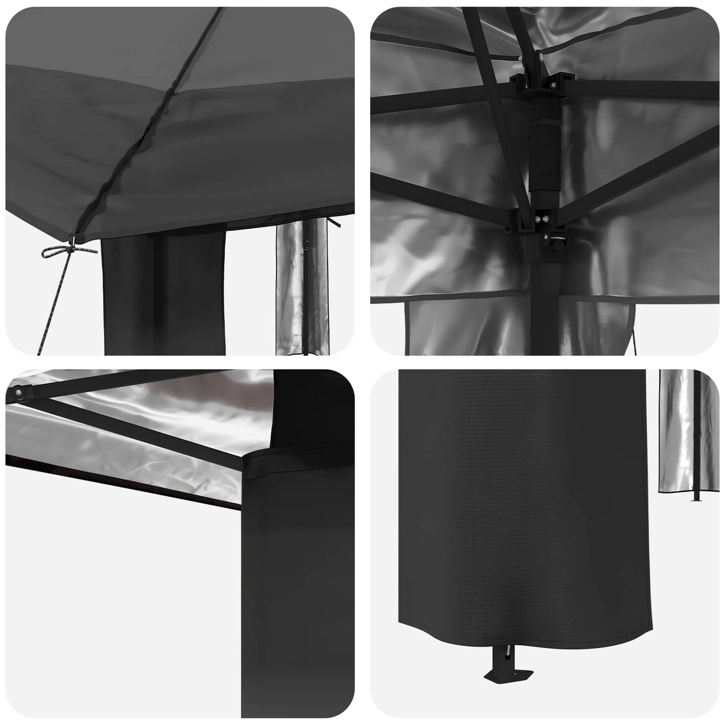 Gazebo without Sidewall 3.3 x 3.3 m Light Grey and Anthracite