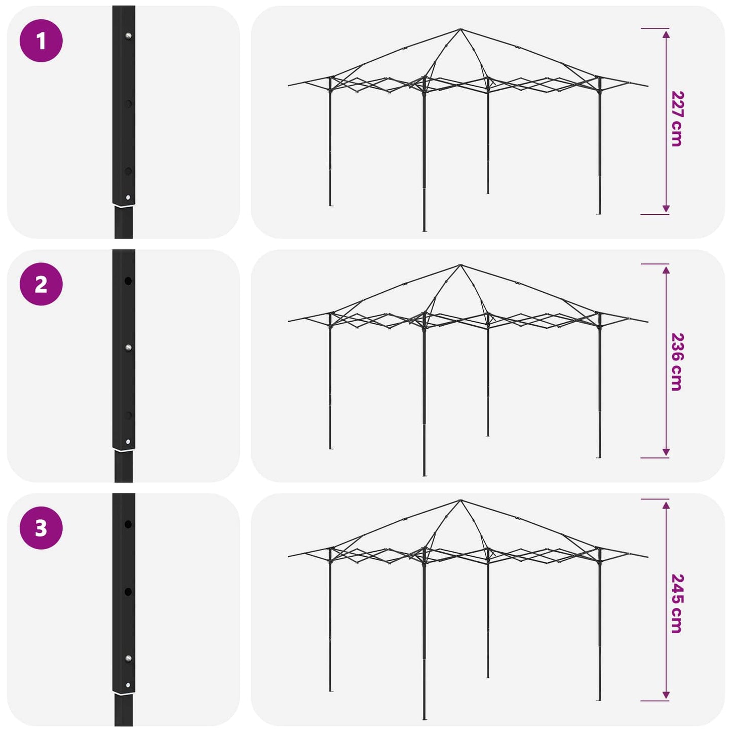 Gazebo without Sidewall 3.3 x 3.3 m Cream and Anthracite
