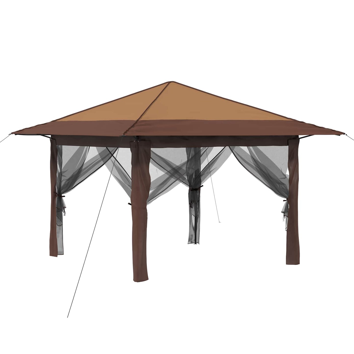 Gazebo with 4 Sidewalls 3.3 x 3.3 m Beige and Brown