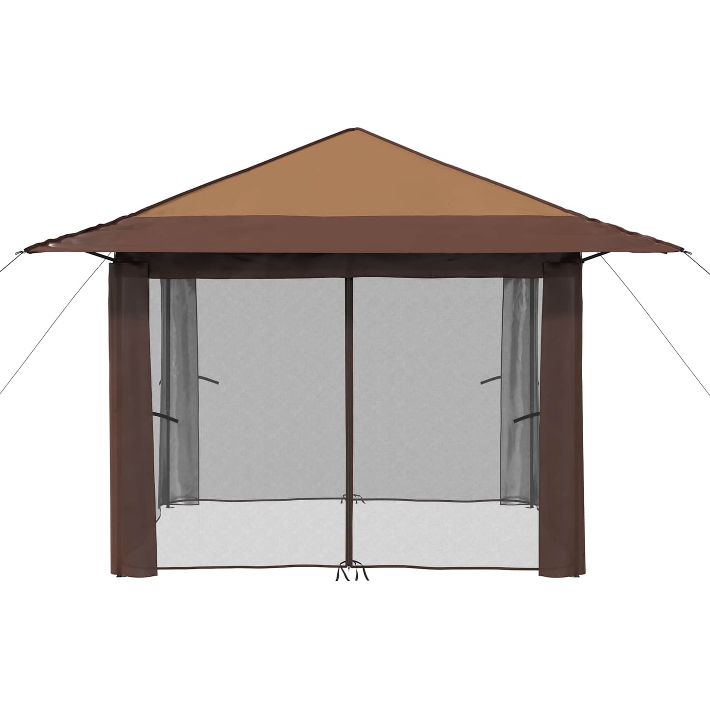Gazebo with 4 Sidewalls 3.3 x 3.3 m Beige and Brown