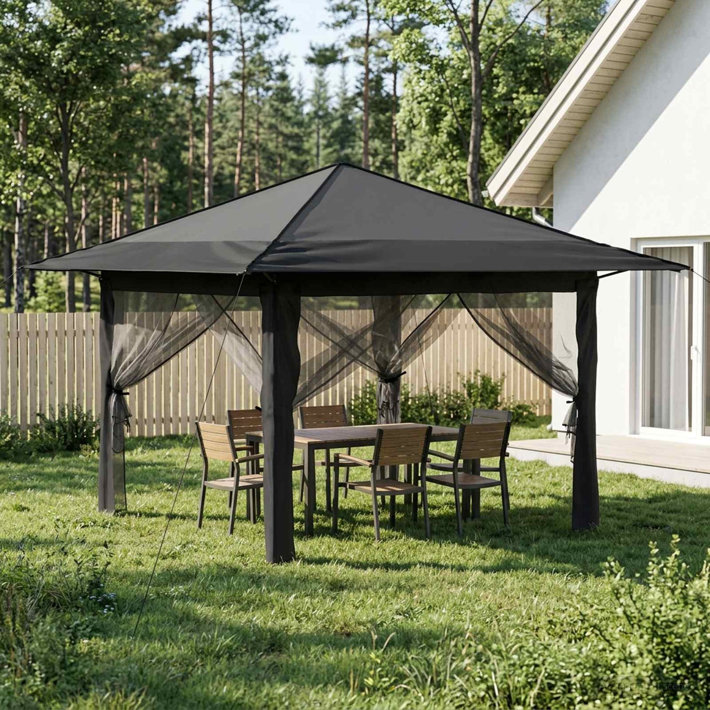 Gazebo with 4 Sidewalls 3.3 x 3.3 m Light Grey and Anthracite
